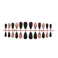 Uñas postizas retro negro mate con patrones de vid brillantes, juego de 24 piezas - Estilo de Purpurina de Enredadera de Retazos Negro Mate (3XB1-13068)