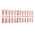 French tip press-on nails in pale pink with 3D white bows and rhinestone butterflies - Pink White French Bow Style (2XA2-00001)