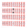 Pink French press-on nails with leopard print tips and 3D bow accents set of four - Leopard Print Bowknot Combination Set (ZHZ-BX-62)