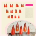 Amandelvormige kunstnagels met oranje kleurverloop en gouden palmboom patroon - Oranje-Rood Gradiënt Palmboom Stijl (3XB1-00024)
