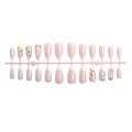 Mandel-Nagelset zum Aufkleben mit 3D-Blumen und bunten Strasssteinen im French-Stil - Französische Weiße Spitze Buntes Blumenstil (2XB1-13278)