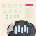 Kit unghie finte Halloween French bianche con fantasmi, punte quadrate lunghe e accessori - Stile Francese Fantasma Bianco (1XA2-13236)