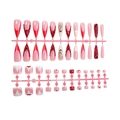 Set de uñas postizas largas stiletto rojas con diamantes para manos y pies chic - Conjunto de Mitones y Patucos