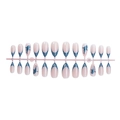 Unghie finte a mandorla blu oceano con sagome di squali cartoni e accenti a pois bianchi - Stile Squalo Oceano Blu (2XB1-13276) / 24 Pezzi/Set