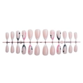 Pink Halloween press-on nails set with sweet ghosts, hearts and black spider patterns - Pink French Almond Halloween Ghost Spider Style (3XB1-13269)