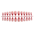 Unghie finte a mandorla stile francese con punte rosse, fiocchi 3D e perle decorative - Stile Perla Fiocco Bordo Rosso Francese (3XB1-13309)