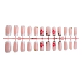 Press-on nail set with leopard print floral designs and gold beads on pink rack - French Leopard Red Flower Gold Bead Style (3XA1-13265)