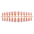Set mit 24 künstlichen Almond-Nägeln, Nude-Basis mit herbstlichen Blattmustern - Herbstblätter Nude Rosa Stil (XB-115-02)
