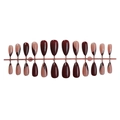Deep red and nude almond press-on nails with silver glitter waves, 24-piece set - Wine Red Nude Pink Silver Line Style (3XB1-13072)