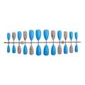 Franse blauwe bloemen plaknagels set met 24 amandelvormige stukjes in fris patroon - Helderblauwe Bloemen Amandelstijl (XB-115-12)