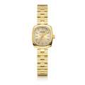 Elegante reloj dorado para mujer con esfera cuadrada y correa de metal pulido - Todo Oro