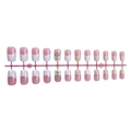 White French tip press-on nails with green plaid design and sparkling rhinestone crosses - Pink White French Grid Cross (1XA1-13043)