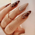 Braune Leopardenmuster und Nude-Glitzer-Farbverlauf Press-on-Nägel in langer Stiletto-Form - Lange Stiletto Leopard Gemalt Farbverlauf Stil (1XB1-13596)