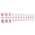 Faux ongles d'orteils French dégradé rose avec motifs à pois rouges lot de 24 - Style à Pois Français Dégradé Rose Blanc (XH-112-30)