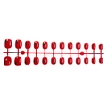 Uñas postizas cortas rojas con estrellas oscuras y acabado brillante, kit de 24 piezas - Rojo con Estrella Verde Estilo Tomate (1XD3-13112)