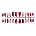 24pcs burgundy and nude almond press-on nails with cat eye effect and rhinestone accents - French Burgundy Rhinestone Style (3XB1-13091)
