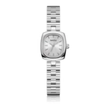 Reloj minimalista plateado para mujer con caja rectangular y pulsera de acero eslabón - Plata Blanco