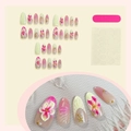 3D ocean-themed press-on nails set with shells, pearls, and flowers on almond shapes - 3D Ocean Flower Style (3XB1-13204)