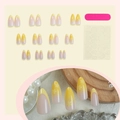 24 gelbe French Almond Press-on Nails mit Blumenmuster inklusive Anwendungswerkzeugen - Gelber Farbverlauf Blume Französischer Stil (3XB1-13087)