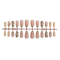 French leopard print almond press-on nails set with nude and black french tips, 24 pieces - French Leopard Print Almond Style (3XB1-13090)