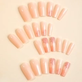 Uñas postizas de Halloween rosa nude con diseños de fantasmas y telarañas de purpurina - Estilo Fantasma Telaraña (XA-61-01)