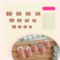 French press-on nails with sparkling rhinestones and pink base kit featuring 24 pieces - White French Tip with Rhinestones and Flowers(1XG1-13238)