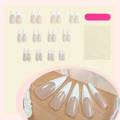 Set de 24 uñas postizas stiletto largas estilo manicura francesa nude y blanco - Estilo Francés de Punta Larga Stiletto Rosa Nude con Borde Blanco (1XC1-13210)