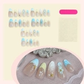 Uñas postizas 3D tema océano con estrellas de mar, perlas y flores decorativas - Estilo de Flor 3D de Tema Oceánico (3XB1-13171)