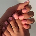 Glossy pink press-on nail set for hands and feet with decorative gold toe ring - Pink Glossy Style (3XM1-00001)