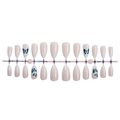 Set di 24 unghie finte sfumate rosa con disegni di farfalle blu scuro a forma mandorla - Stile Sfumato Farfalla Blu (3XB1-13089)
