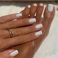 Classic French tip press-on nails for hands and feet with minimalist white arch finish - White French Style (1XZ1-00002)