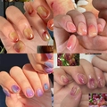 French gradient press-on nails set featuring colorful fruit-inspired jelly textures - French Jelly Texture Gradient Color Set (ZHZ-BB-61)