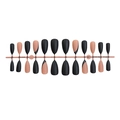 Unghie finte a mandorla opache nere e nude con linee glitter argento set da 24 pezzi - Stile Francese Nero Opaco e Nude (3XB1-00014)