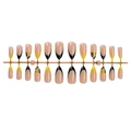 Almond French press-on nails with yellow edges and floral leaf patterns 24-piece set - Yellow/Black French Floral Style (XB-115-06)