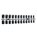 Glossy black press-on nails set with 24 pieces in various sizes on plastic runner - Glossy Black Style (1XG2-2504-012)