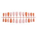 Unghie finte arancioni con motivo a foglie, set da 24 pezzi in forma a goccia - Stile Foglia d'Arancio Francese (3XB1-00017)