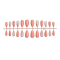 Almond-shaped press-on nails set with coral pink, white marble design and silver stripes - Coral Pink Cloud Pattern Silver Line Style (3XB1-00007)