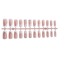 French style gradient press-on nails with white tips and sparkling rhinestone accents - Nude Pink French Gradient with Rhinestones (1XA1-13113)
