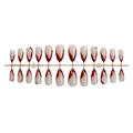 Faux ongles amande avec pointes vagues rouges et lignes dorées élégantes, lot de 24 pièces - Style de Ligne Rouge Or Français (2XB1-13106)