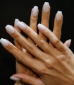 Translucent milky white square press-on nails on hands with a high gloss finish - Milky White Square Shape (1XG2-2504-011)