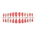Unghie finte a mandorla francese con linee glitter rosa corallo, set da 24 pezzi nail art - Stile Mandorla Linea Dorata Rosa Corallo (XB-115-05)