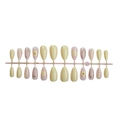 Almond-shaped press on nails featuring delicate white flowers and golden wire designs - Fresh Floral Gold Line Style (2XB1-13132)