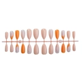 Unghie finte a mandorla arancioni e nude con vortici glitter argento set da 24 pezzi - Stile a Linee Minimaliste Arancione (1XB1-13036)