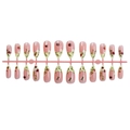 3D French almond press-on nails with strawberry flower and ladybug designs in 24-piece set - French Ladybug Bee Daisy Style (2XB1-13134)