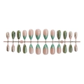 Groene luipaard en marmeren press-on nagels in amandelvorm met gouden kraalaccenten - Groen Krokodillenpatroon Color Blocking Stijl (1XB1-13159)