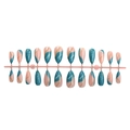French almond press-on nails with blue and pink marble texture and gold glitter lines - Sky Blue Nude Pink Gradient Marble Texture (1XB1-13051)