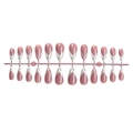 Unghie finte a mandorla corte rosa cipria con decorazioni geometriche e glitter - Stile Griglia Rosa Antico Francese (3XB1-13070)