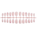 Rosa Mandel-Kunstnägel Set mit zarten Blumenmustern und transparentem Finish - Rosa Farbverlauf Blumenstil (1XB1-2504-015)