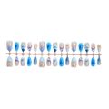 3D oceaan-thema kunstnagels met blauwe bloemen, schelpen en zeesterren texturen - 3D Bloem Schelp Zeester Oceaan Stijl (2XB1-13180)