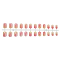 Pink and yellow gradient short square press-on nails with marble texture set of 24 - Pink Orange Gradient Marble Style (1XG3-2504-021)